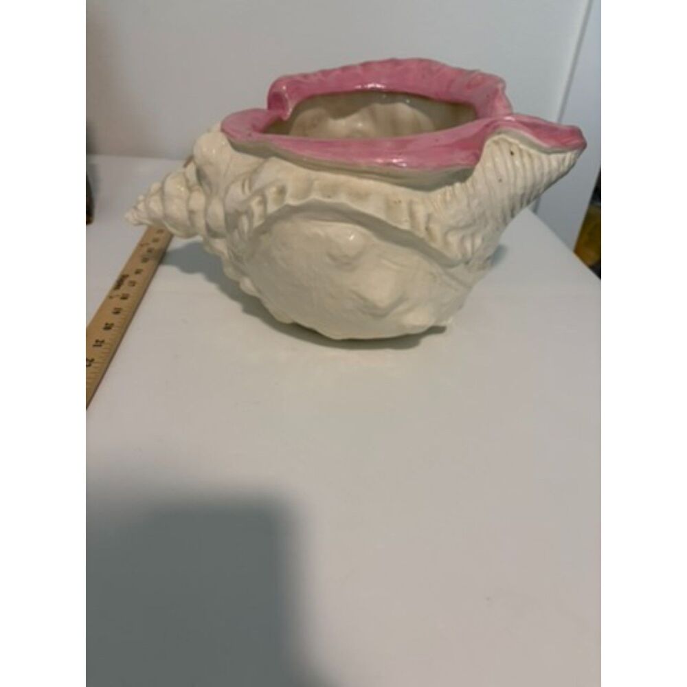 vtg.Large ceramic conch shell planter - Picture 6 of 10